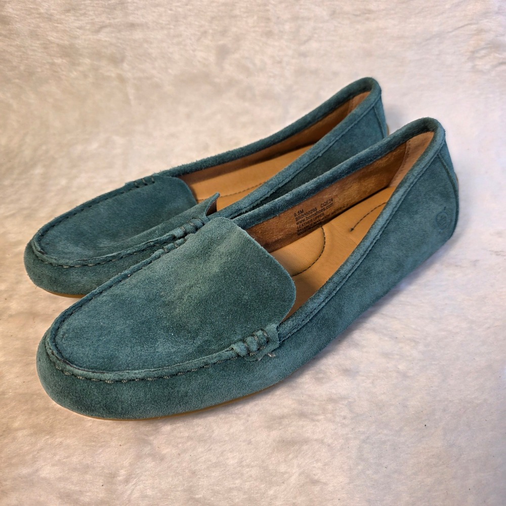 Born Driving Loafers Teal Green Suede Moccasins Flats Womens 9.5 NEW